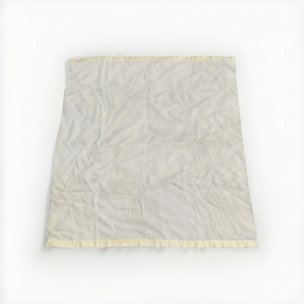 Vintage Faribo Yellow‎ Acrylic Queen Waffle Blanket With Satin Trim 81x70